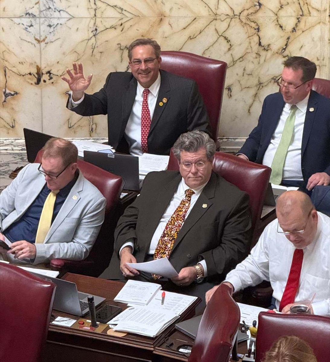 State Senator Johnny Mautz on the floor of the Maryland Senate